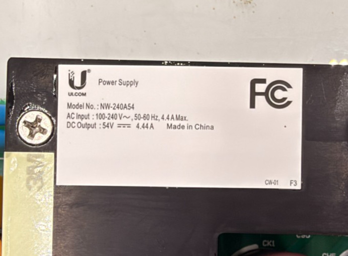 NW-240A54 Power Supply 54V 4.44A – For UniFi Switch 48 POE