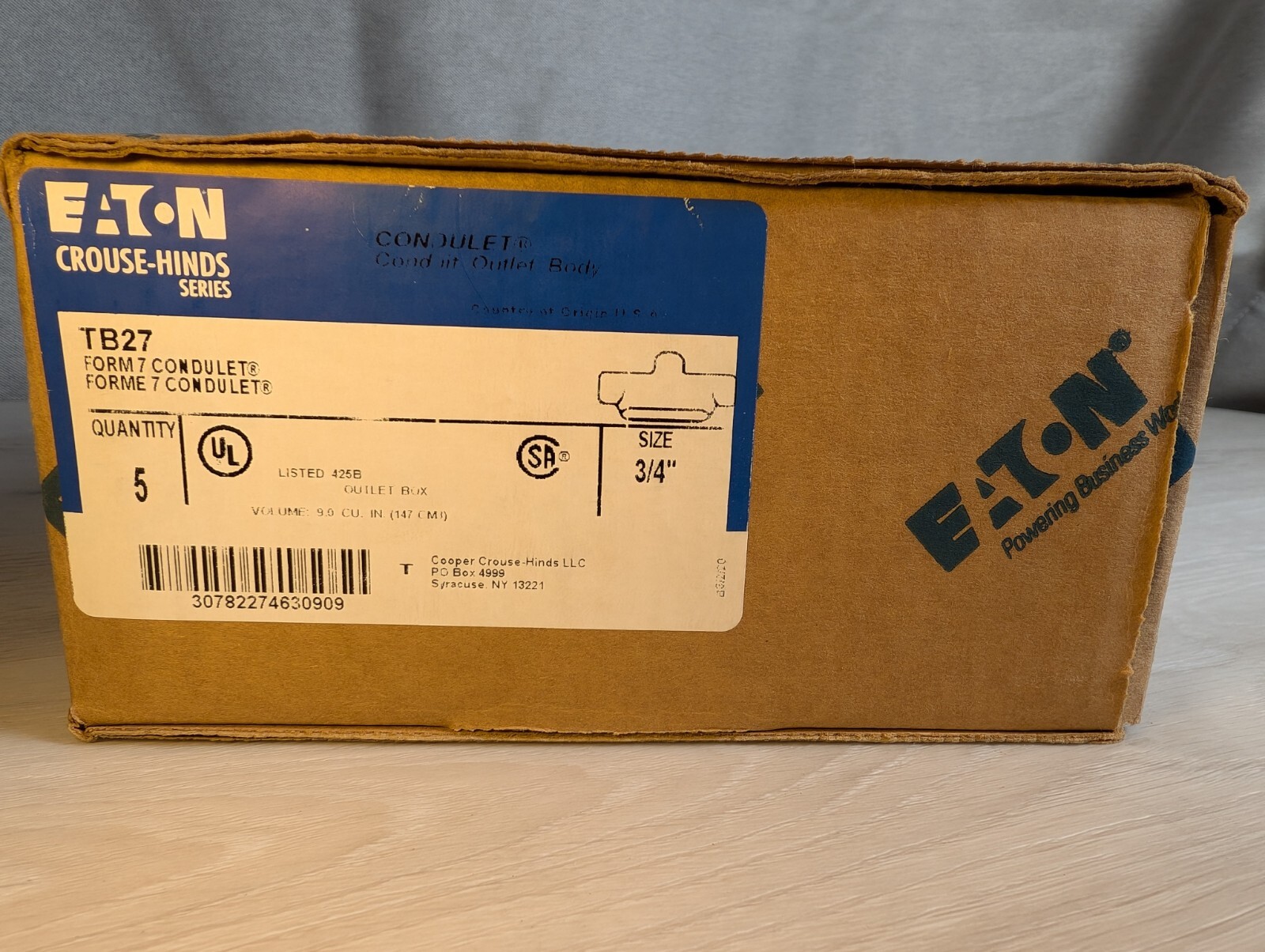 (Box of 5) Crouse-Hinds TB27 3/4″ Iron Form 7 Rigid Conduit Outlet Body NEW