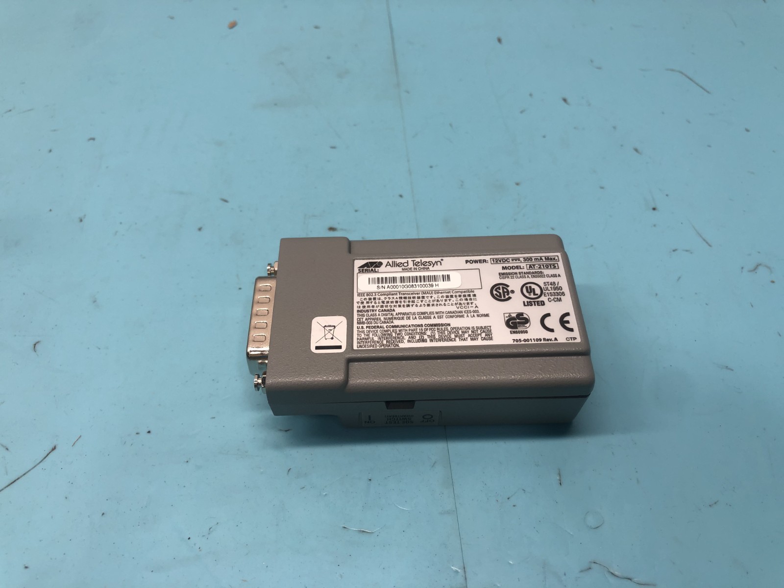 Allied Telesis AT-210TS-05D CentreCOM 210TS Twisted Pair Transceiver, 195595