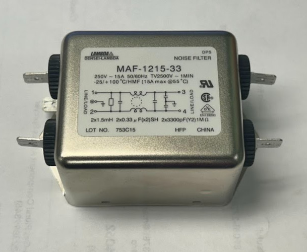 Lambda Densei-Lambda MAF-1215-33 MAF121533 Noise Filter 250v 15A @ 55C TV2500V