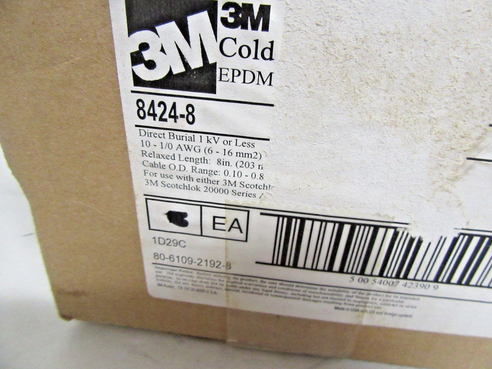 (3 Pack) 3M 8424-8, 10 to 1/0 AWG 8″ Tube Black Cold Shrink Connector Insulator