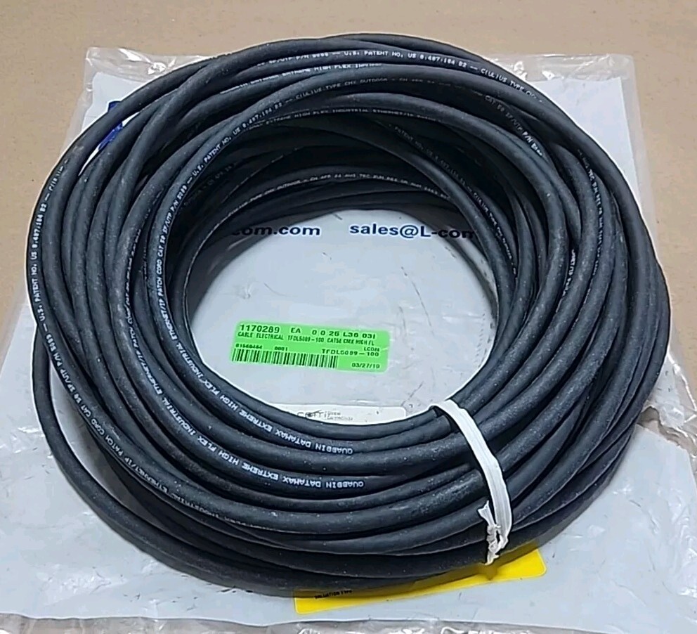 *NEW SURPLUS* L-Com TFDL5089-100 Electrical Cable CMX Hi-Flex Extreme + Warranty