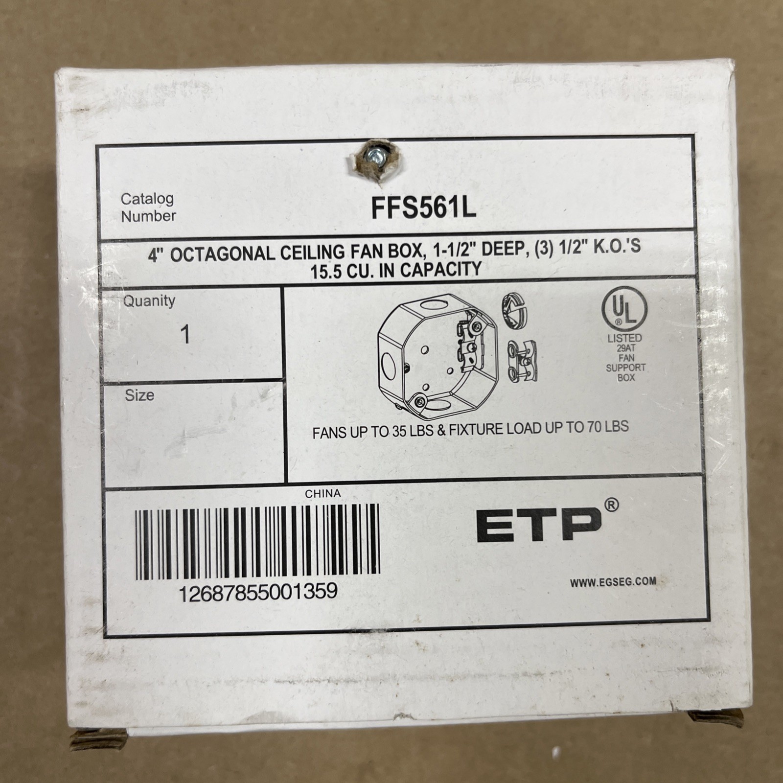 EMERSON FFS561L / FFS561LD 4″ Octagonal Ceiling Fan Box 1-1/2″D (NEW IN BOX)