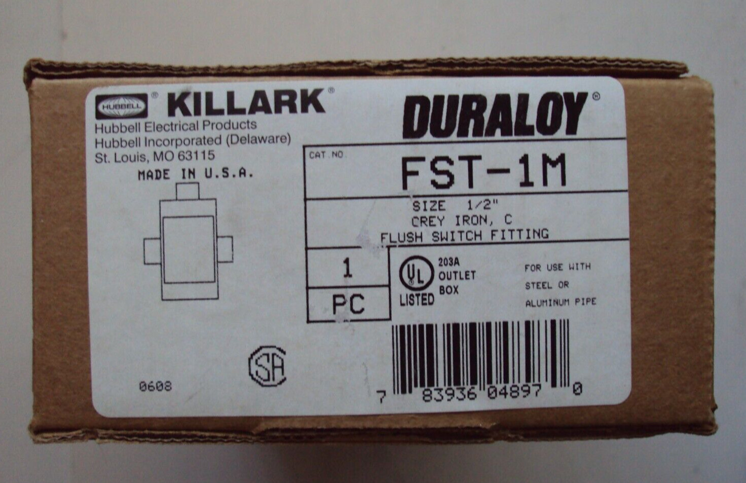 KILLARK CAT NO: FST-1M – 1/2″ CAST IRON DEVICE BOX NEW IN BOX