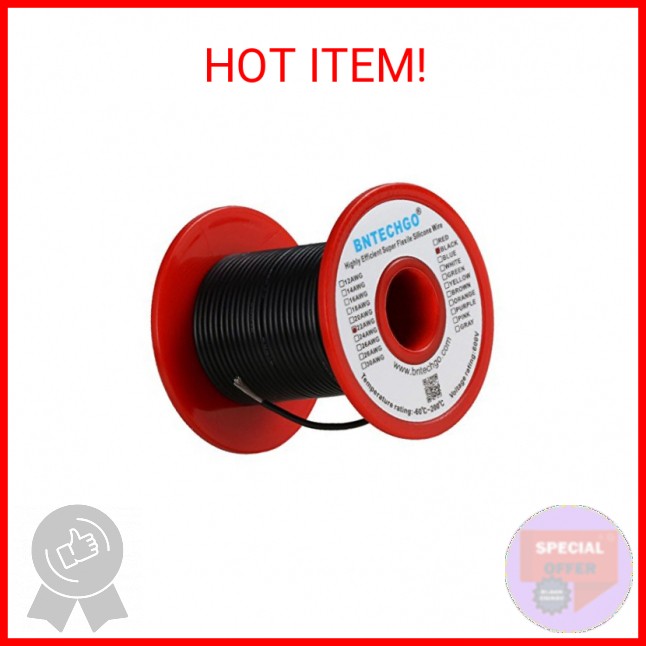 BNTECHGO 22 Gauge Silicone Wire Spool 100 ft Black Flexible 22 AWG Stranded Tinn