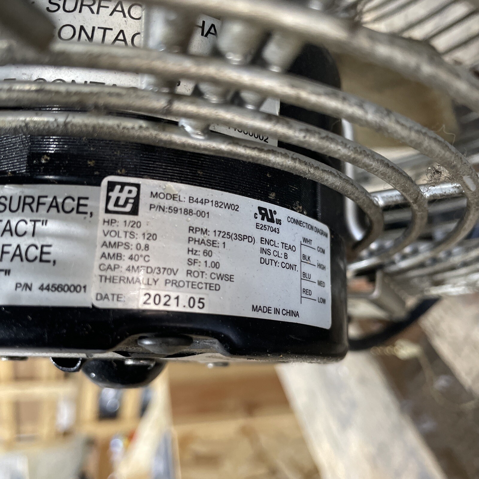 TPI Industrial Mounted Workstation Fan U-12-TE – B44p182w02 – 59188-001