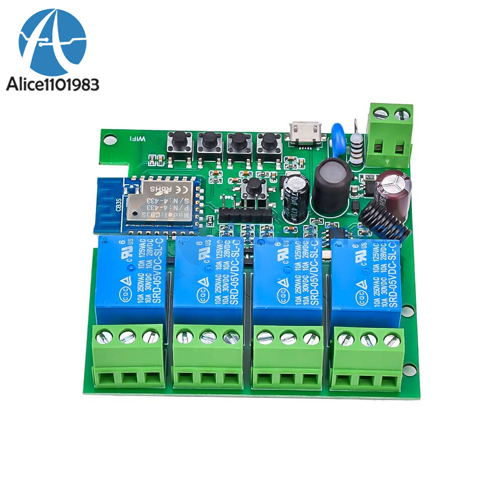 Smart Wifi Switch Relay Module AC 85-220V 4 Channels for Tuya Alexa Google Home