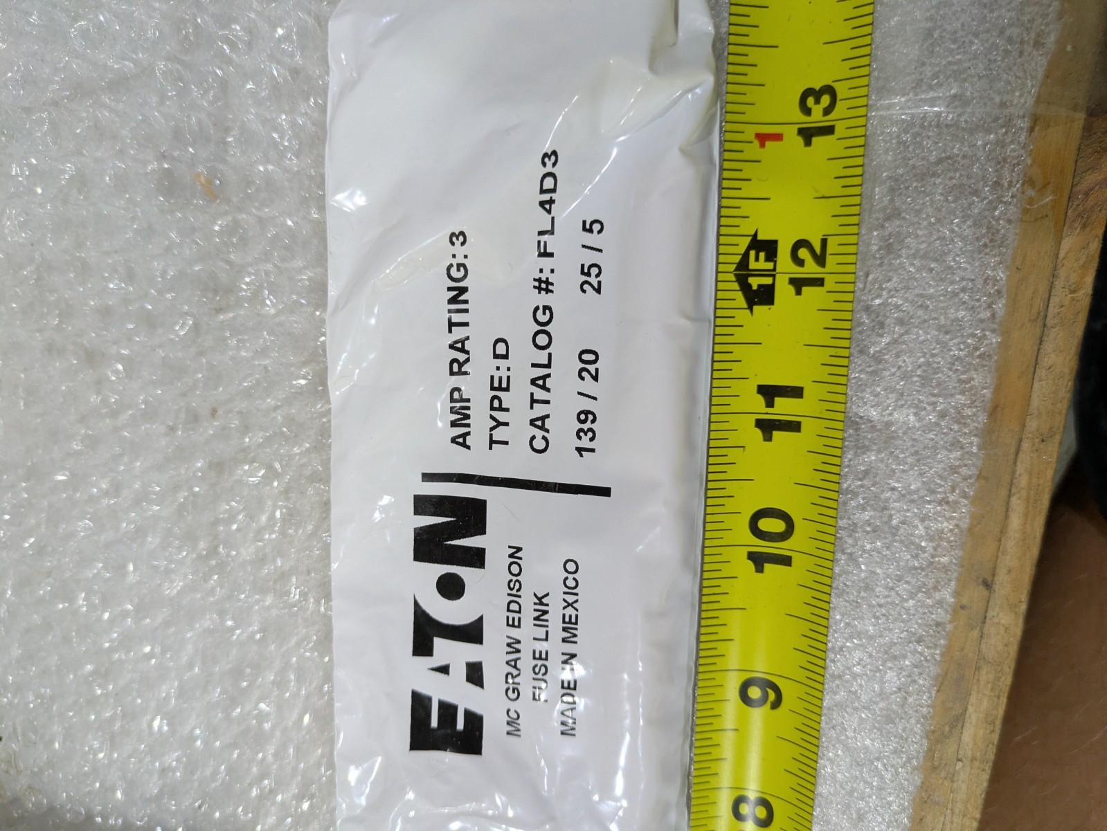 Eaton Cooper FL4D3 Fuse Link 3A 15kV Type D Slow Acting Distribution Cutout