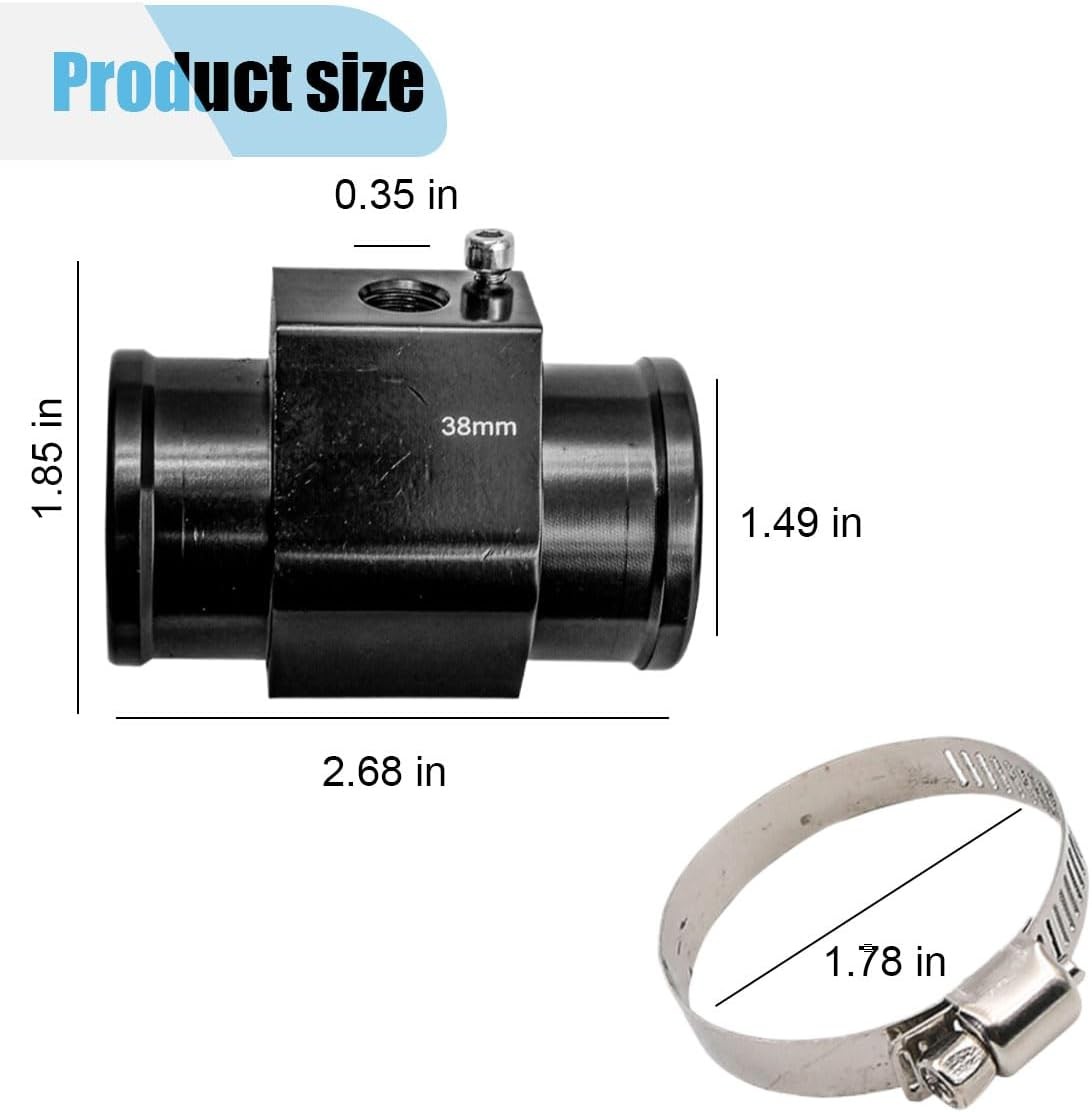 3PCS Auto Water Temp Joint Pipe, Sensor Gauge Radiator Hose Adapter Size: 38MM