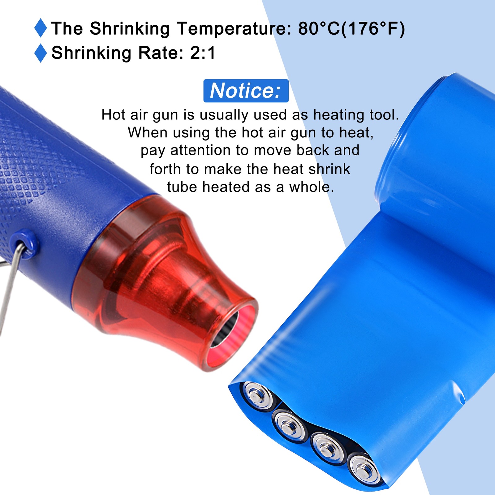 Battery Wrap Heat Shrink Tubing 35mm Dia 55mm Flat 8 Feet Blue