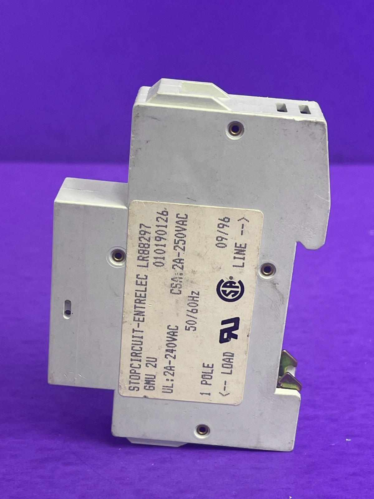 Entrelec GMU-2U Circuit Breaker 2Amp 1 Pole 250VAC 50/60Hz