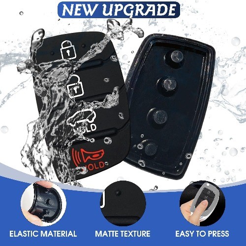 Replacement Key Fob Button Pad 4-Button Rubber Cover for 2013-2019 Santa Fe Sona