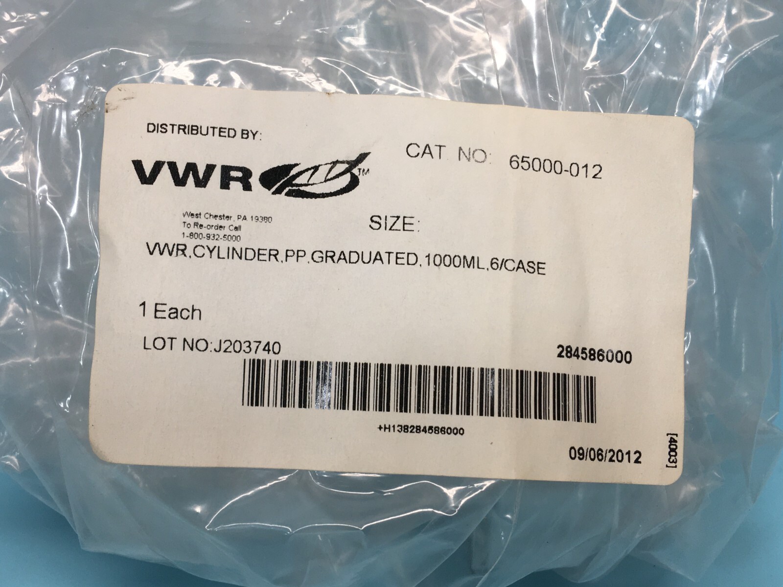 VWR 65000-012 CYLINDER,PP,GRADUATED, 1000ML,6/CASE, 159159