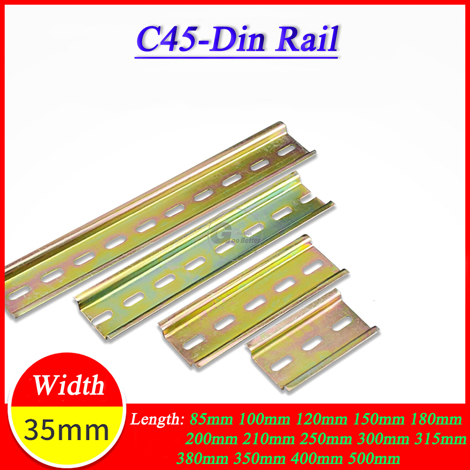 35mm Width Din Rail for Circuit Breaker Fixing Slotted Rail Length 85mm to 500mm