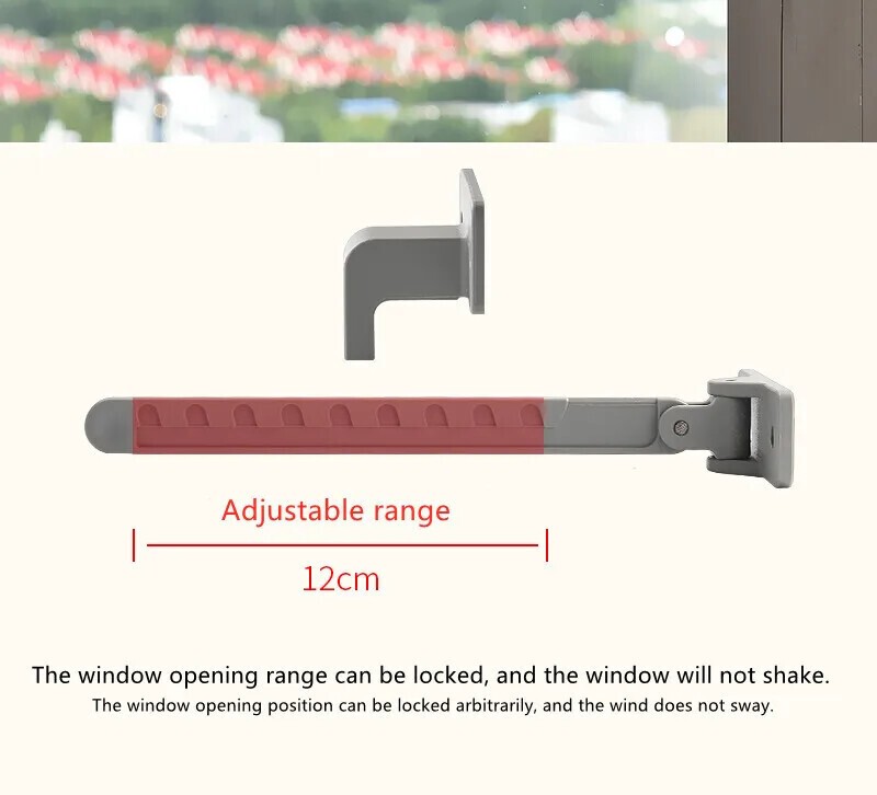 Window Horizontal Sliding Holder Wind Brace Guard Safety Lock Fix Flat Open 1 Pc