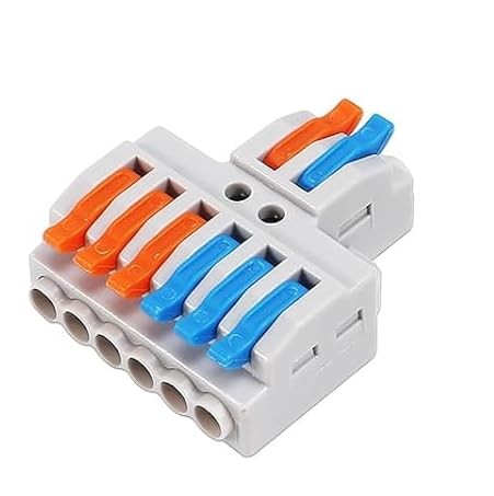 10 pcs Lever Wire Connectors (2 in 6 Out),Quick Wiring Cable 10Pcs 2 6 out
