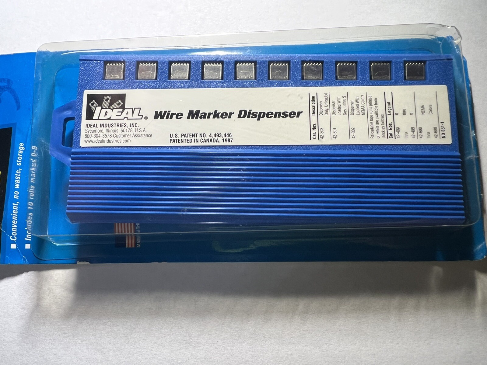 NEW IDEAL 0-9 WIRE MARKER DISPENSER #42-301 INCLUDES 10 ROLLS FREE SHIPPING
