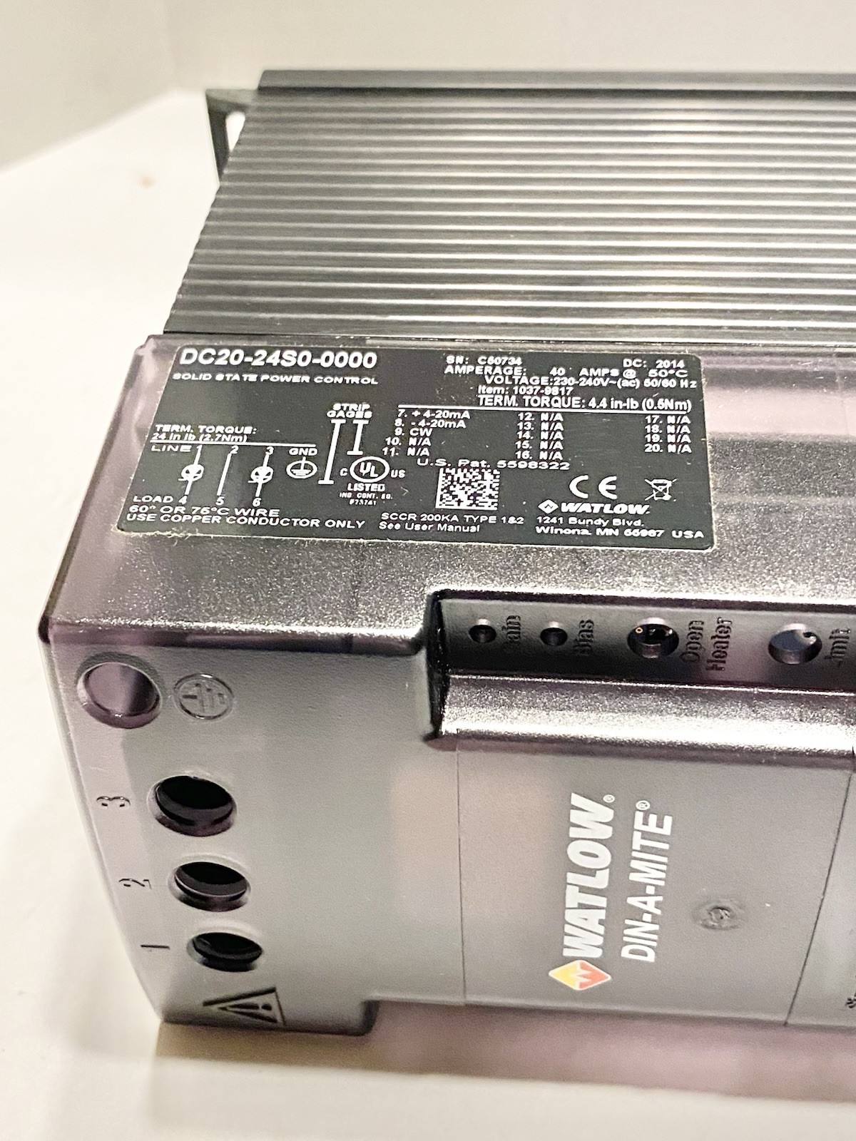 WATLOW DIN-A—MITE POWER CONTROLLER DC20-24S0-0000 / DC2024S00000 (0pen Box)