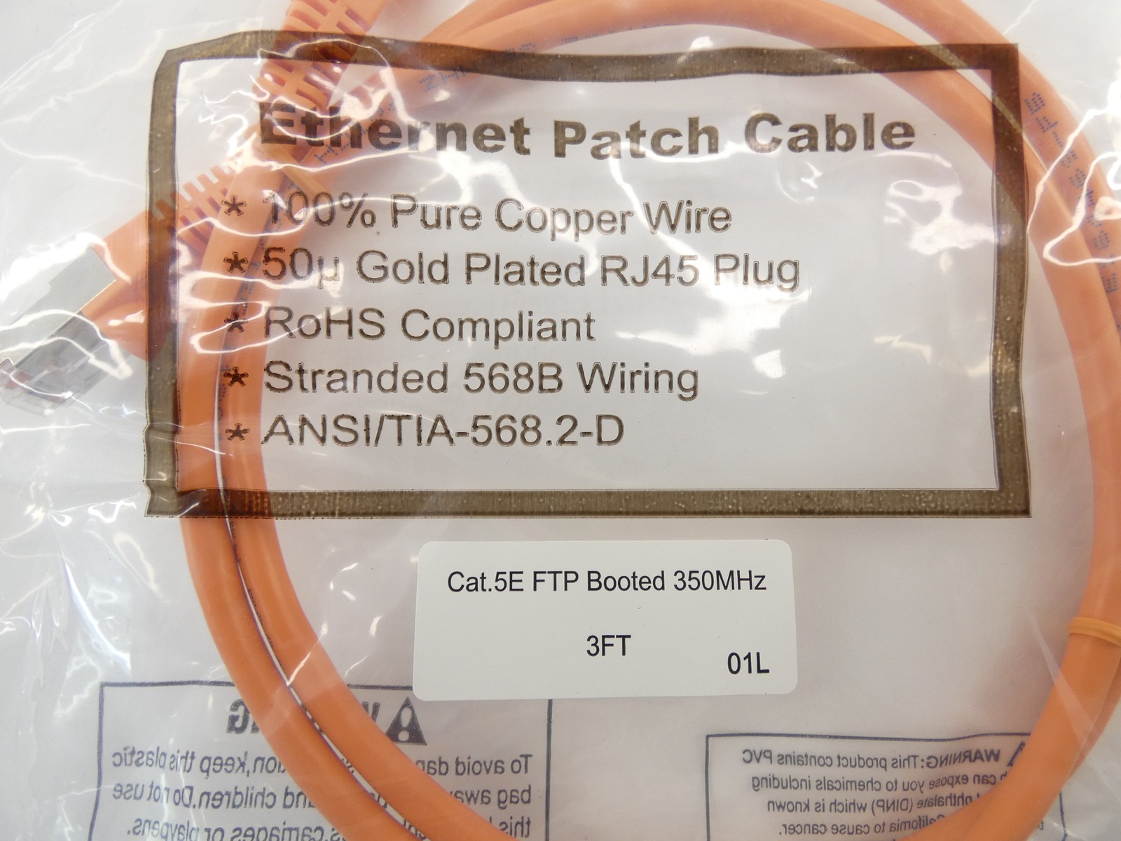 *Lot of 10* 3FT Ethernet Patch Cable Orange – NEW Surplus!