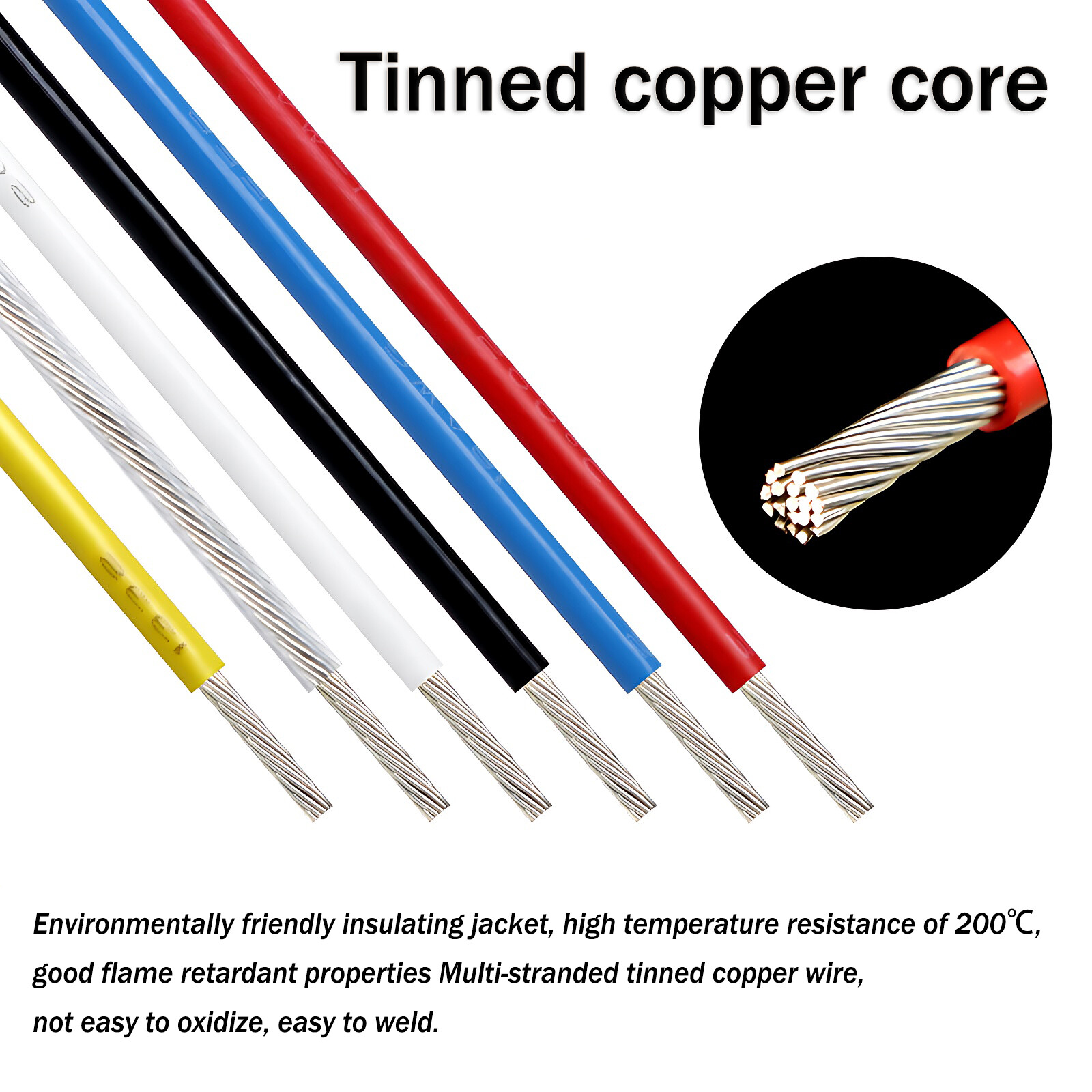 UL1332 PTFE Cable Wire Flexible Tinned Copper 12 14 16 18 20 22 24 26 28 30 AWG
