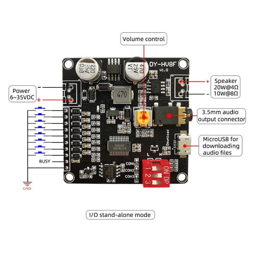 Voice Playback Module MP3 Music Player UART I/O Trigger Amplifier Board Module