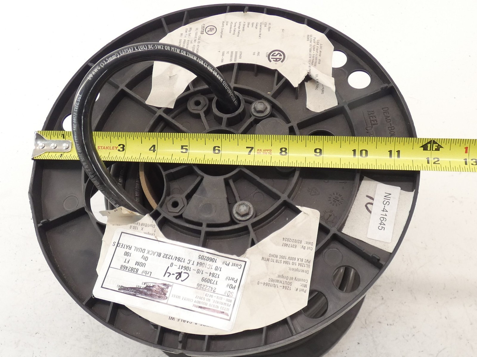SouthWire Allied Wire Cable Spool 1284-1/0-1064T-0 Black PVC 600V – NEW Surplus!