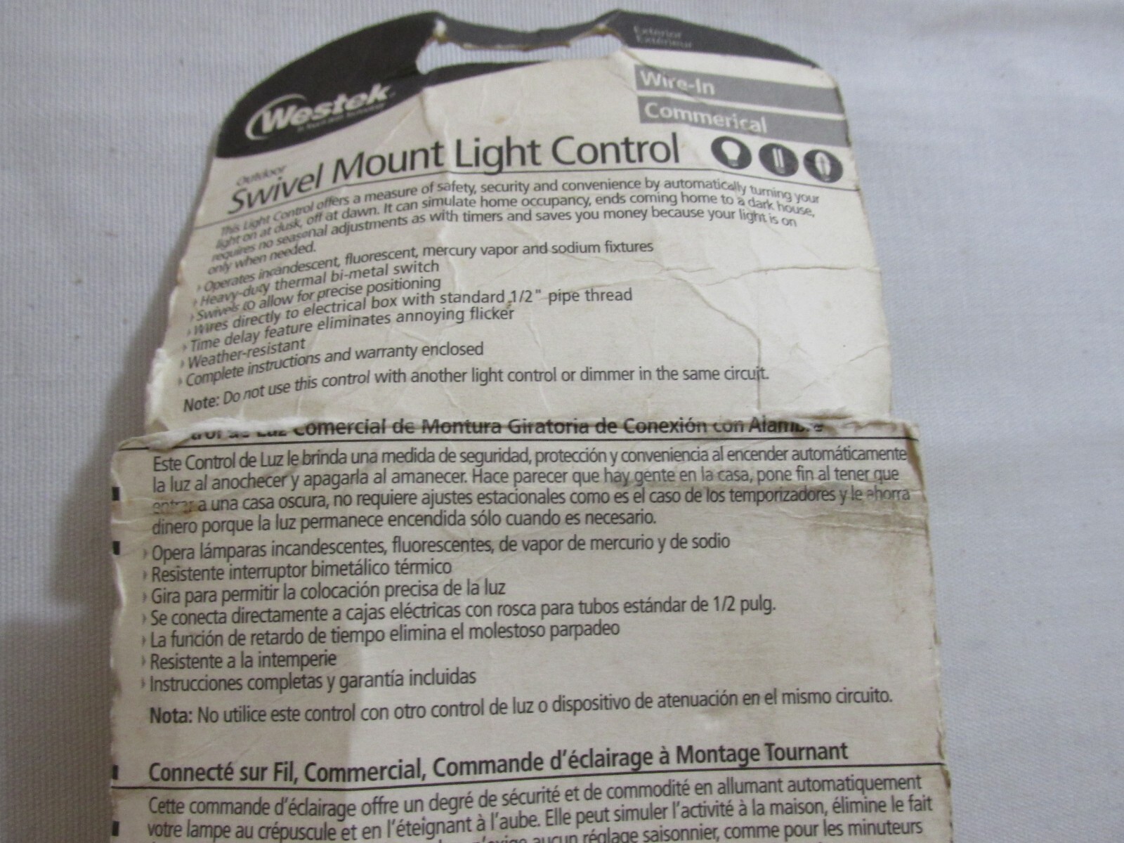 WESTEK VINTAGE NEW SEALED PHOTOELECTRIC SWITCH SW103CT OUTDOOR LIGHT CONTROL