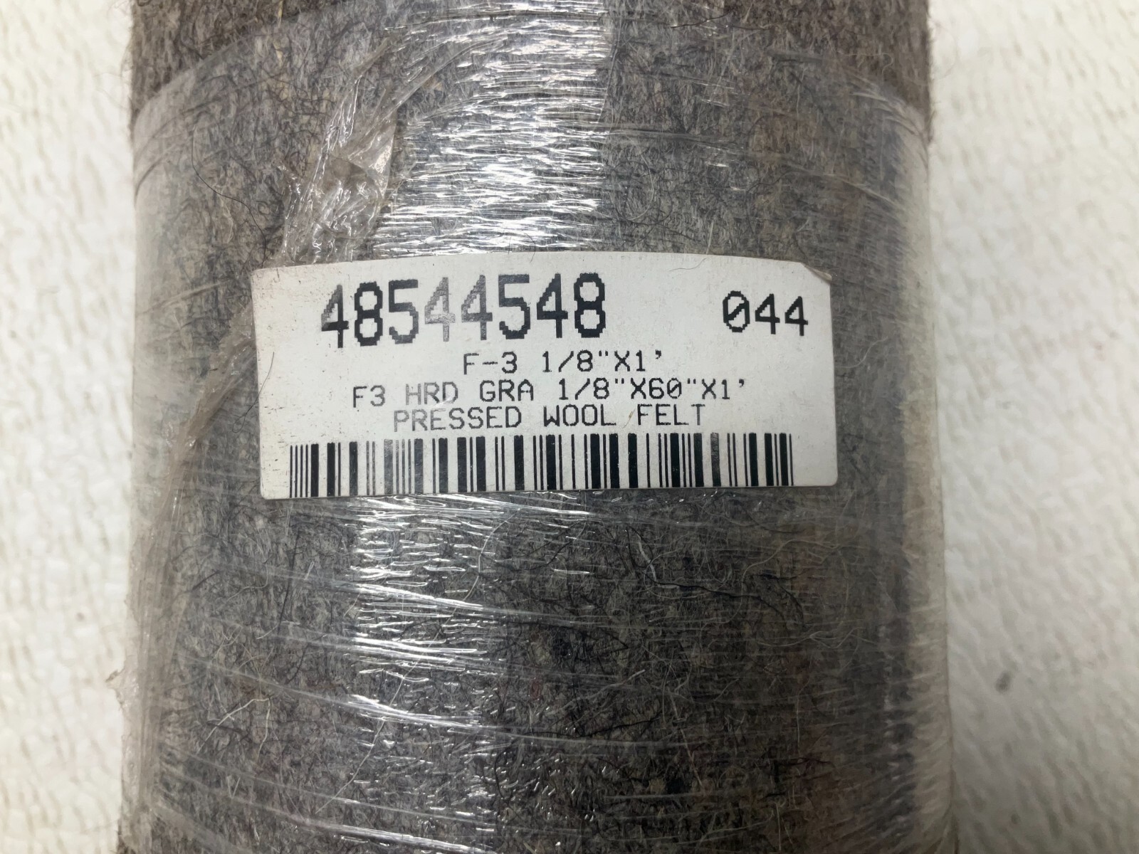 Grainger 48544548 F3 HRD Gray 1/8″ X 60″ X 1″ Pressed Wool Felt Sheet New (TSC)