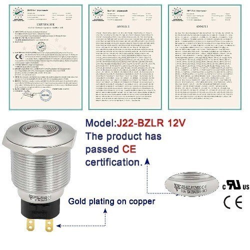 UL Listed Red 22mm LED Buzzer Alarm Sounder Indicator Light Sta Size: 22MM 12V