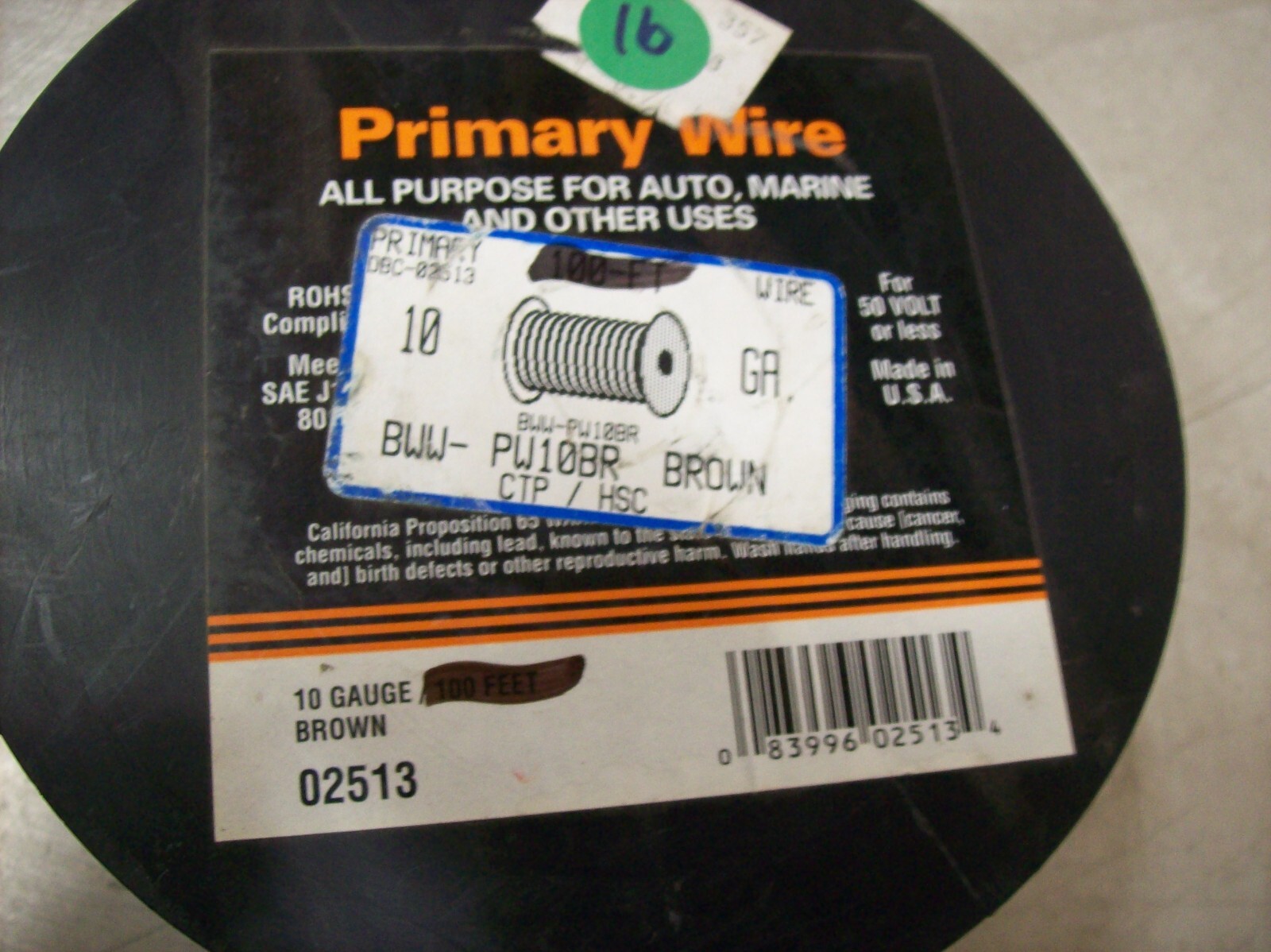 #16) NEW Spool of Electric Wire – 10 Guage Stranded 115′ Brown