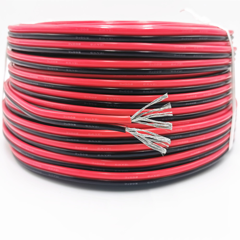 Red And Black Double Parallel Wires Extra 14 16 18 20 22 24AWG Soft Silicone