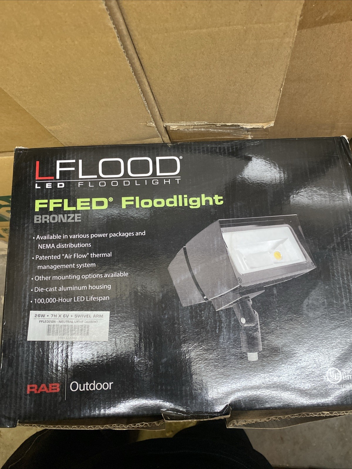 NEW RAB LIGHTING FFLED26NB44/PCU FFLED Floodlight 4000k Broze commercial