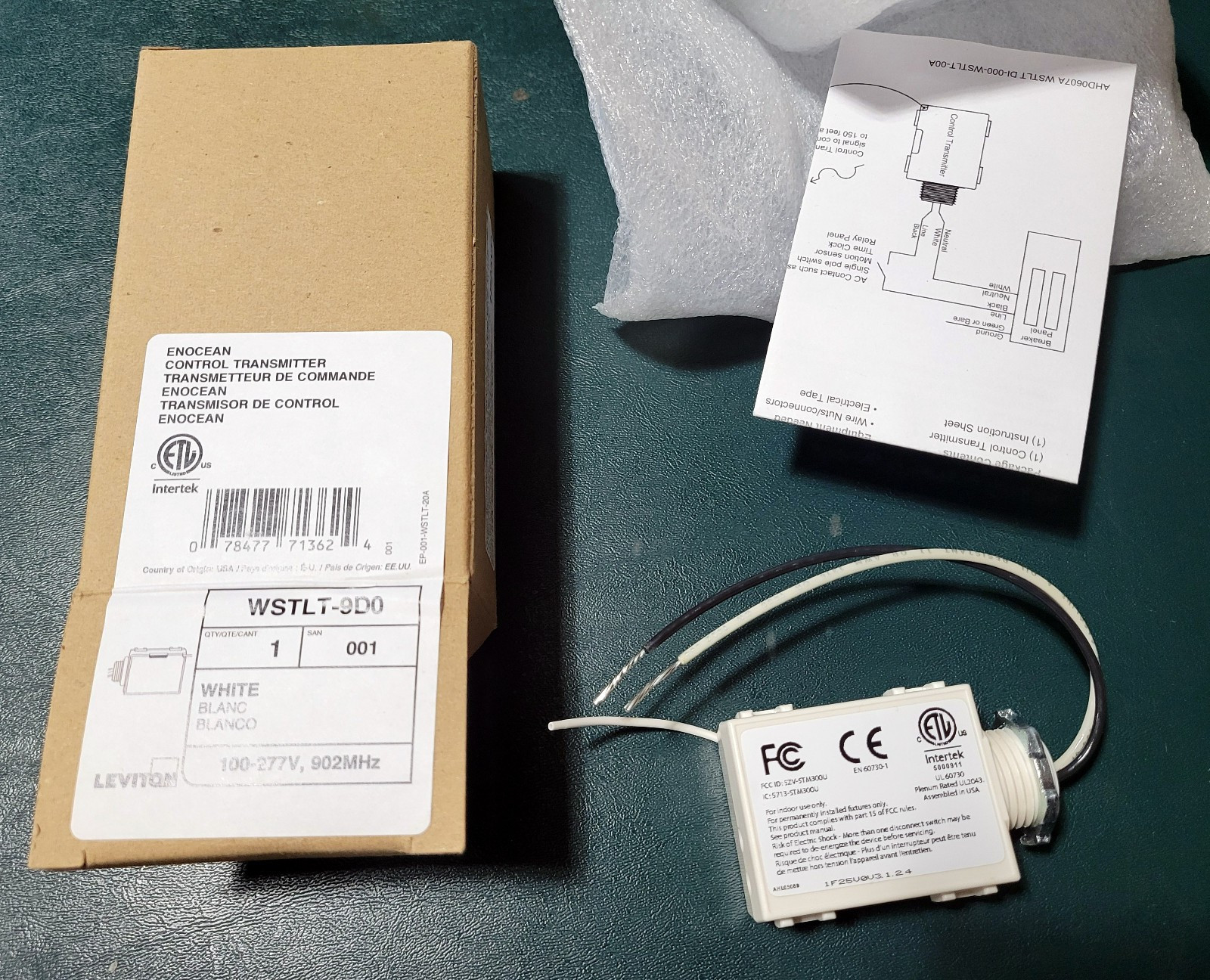 Enocean Control by Leviton #WSTLT-9D0 Transmitter White