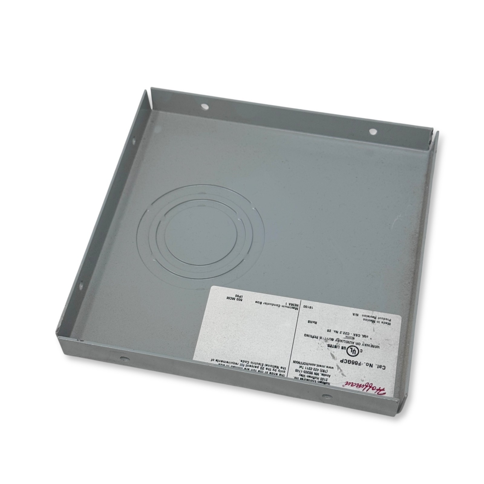 Hoffman F66GCP NEMA 1 Wireway Closure Plate with Knockouts 6×6 Gray Steel