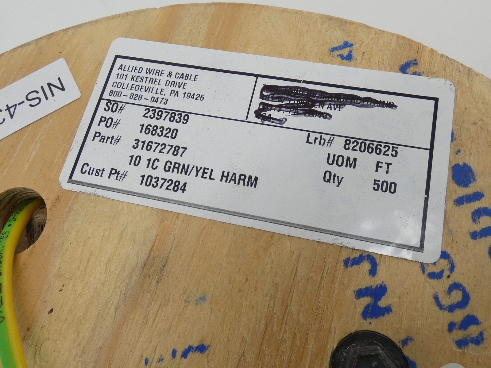 Allied Wire and Cable 31672787 Hook-Up Wire Green Yellow Spool – NEW Surplus!