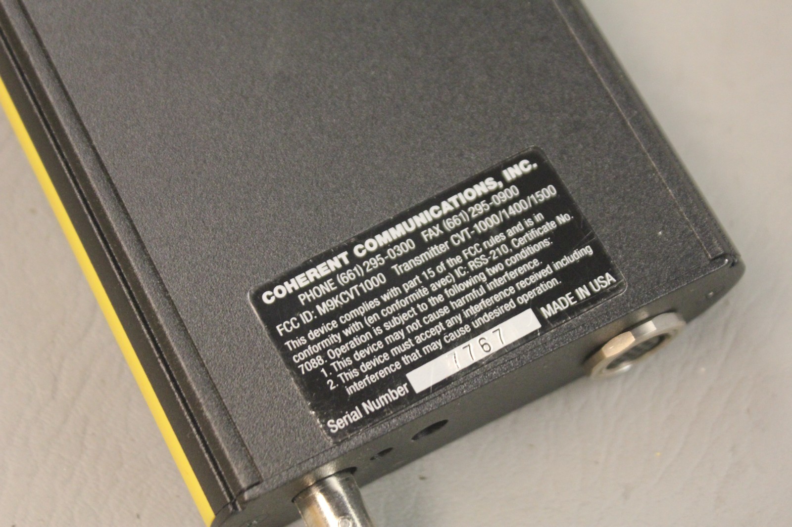 COHERENT COMMUNICATIONS CVT-1500 AUDIO VIDEO TRANSMITTER