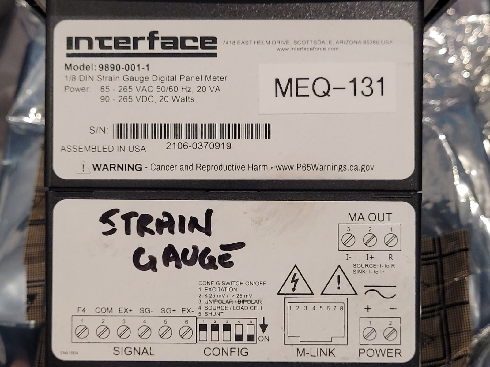 FORCE TRANSDUCER SSM-AJ-3000 And STRAIN GUAGE INTERFACE 9890- 001-1 In Case