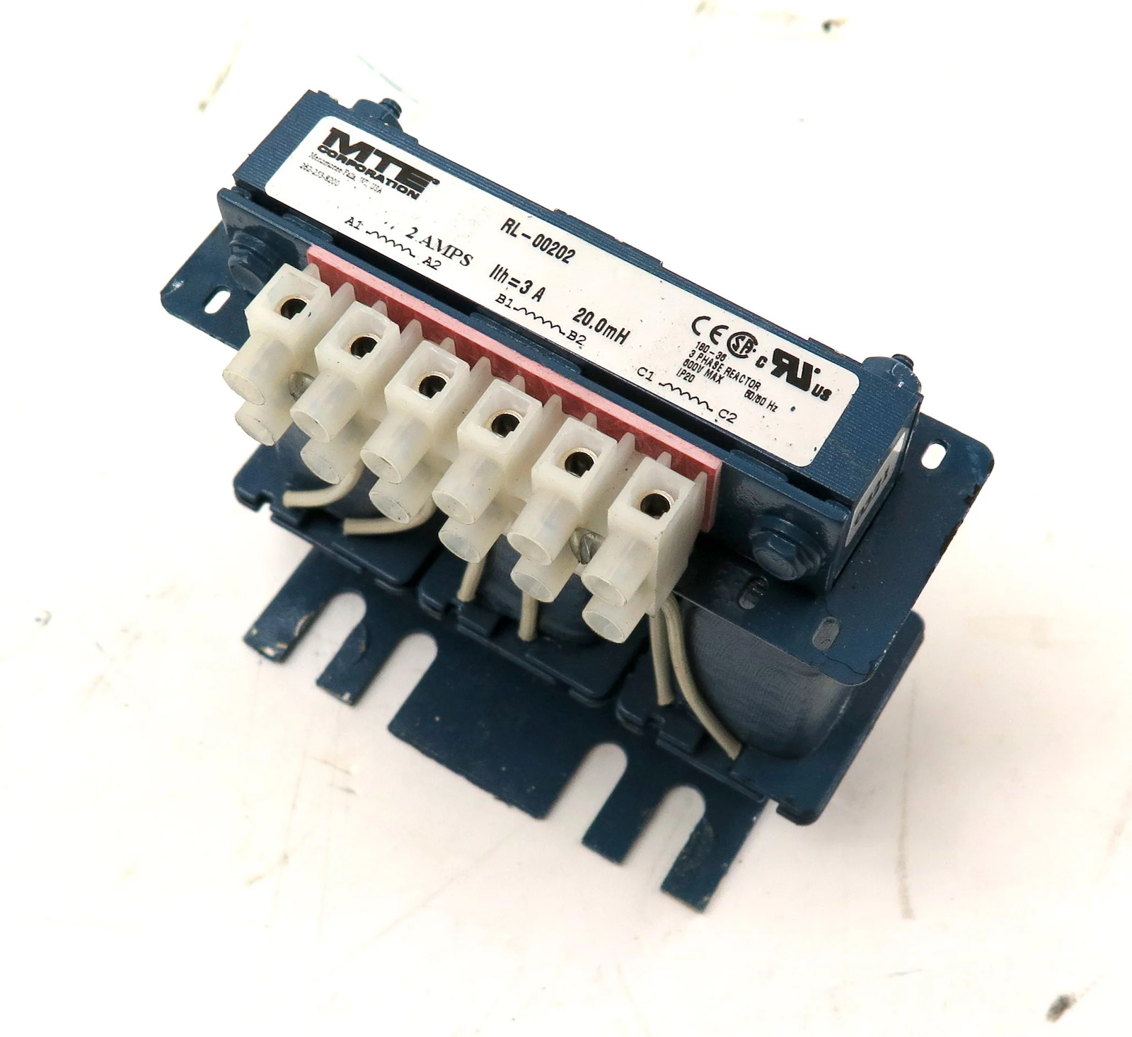 MTE RL-00202 Line Reactor 2A 20.0mH 3 Phase 600Vmax