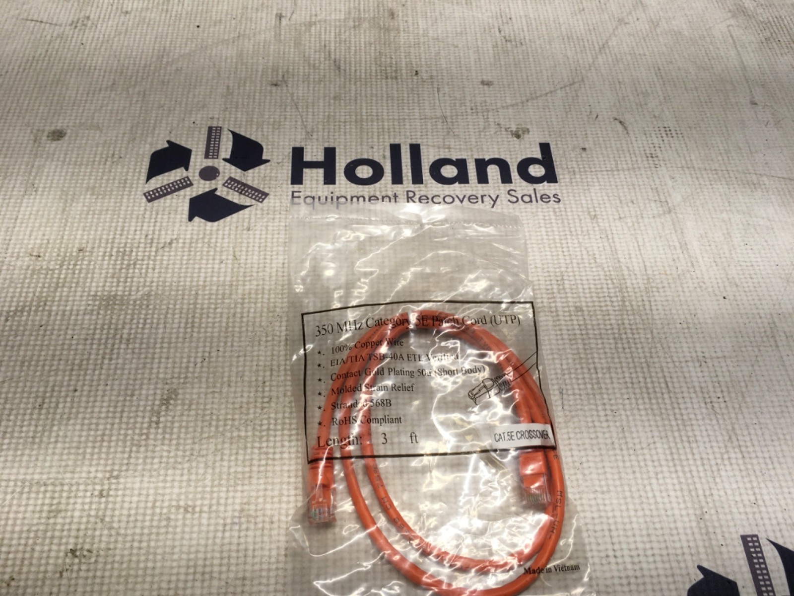 CAT 5 patch cord, 3ft, CAT.5E Crossover, NOS, KP-1172