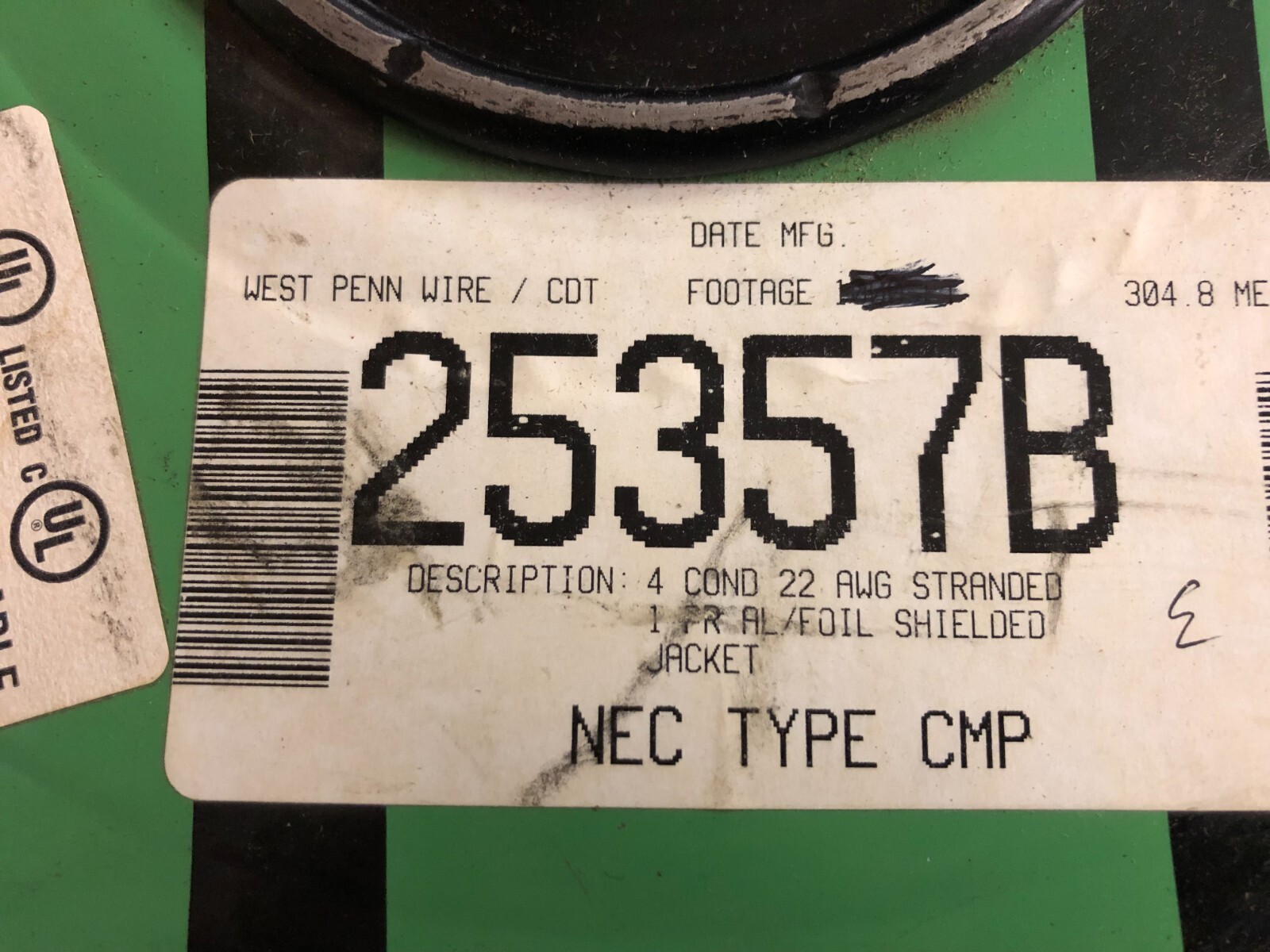 50′ West Penn Wire 25357B Plenum 22 AWG 4 Stranded Bare Copper Cond. Shielded