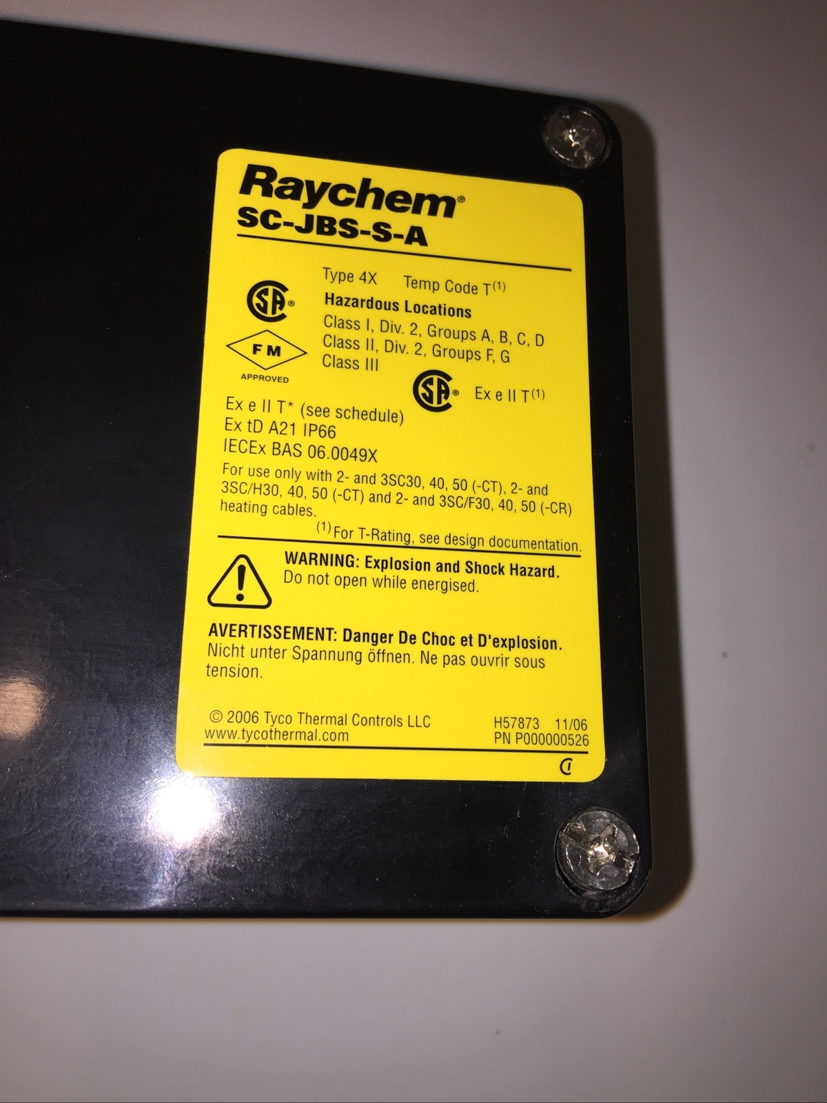 NEW RAYCHEM LIGHTED POWER Splice CONNECTION KIT SC JBS-S-A w/Junction Box