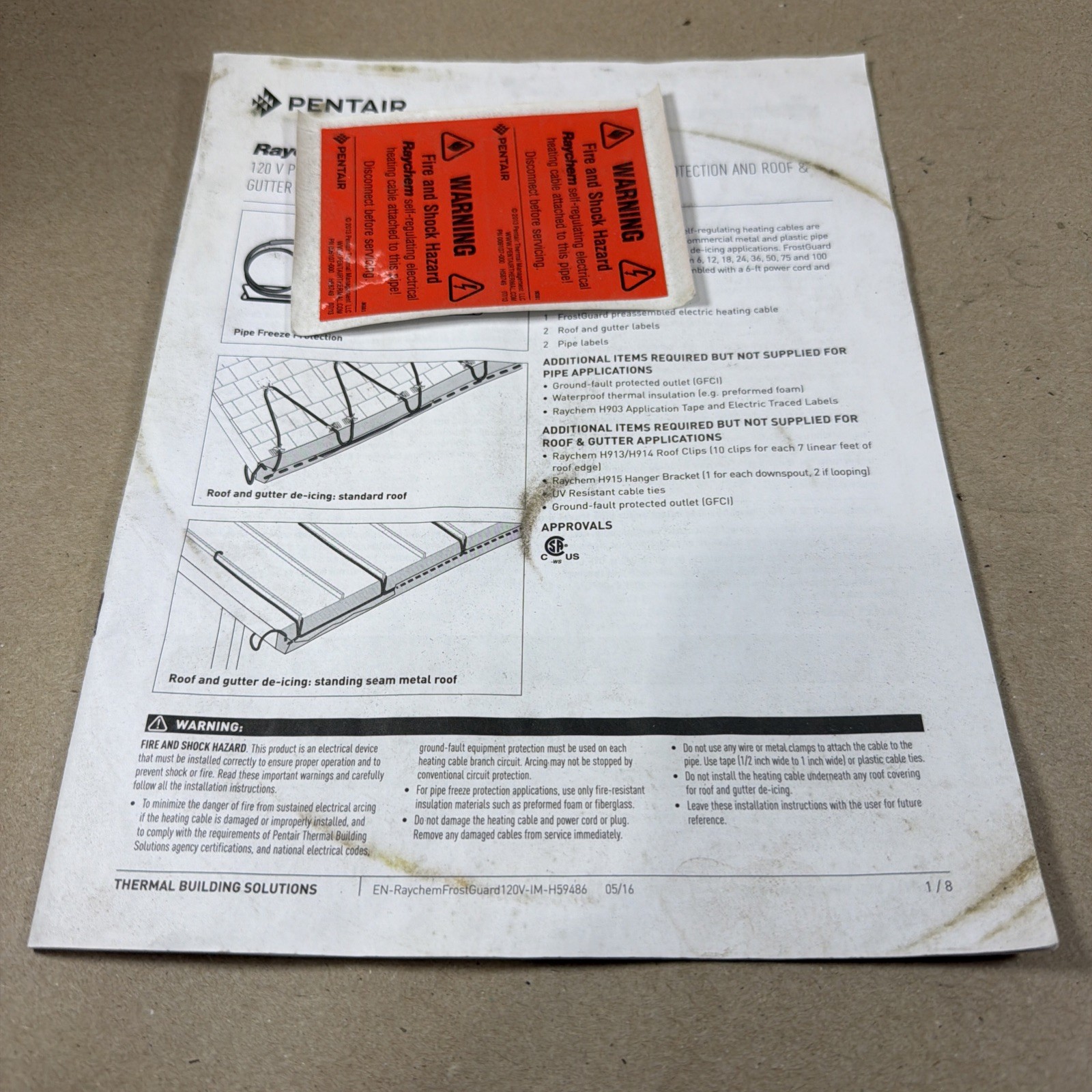 NIB RAYCHEM FG1-12P FROSTGUARD ELECTRIC HEATING CABLE 12 FT.