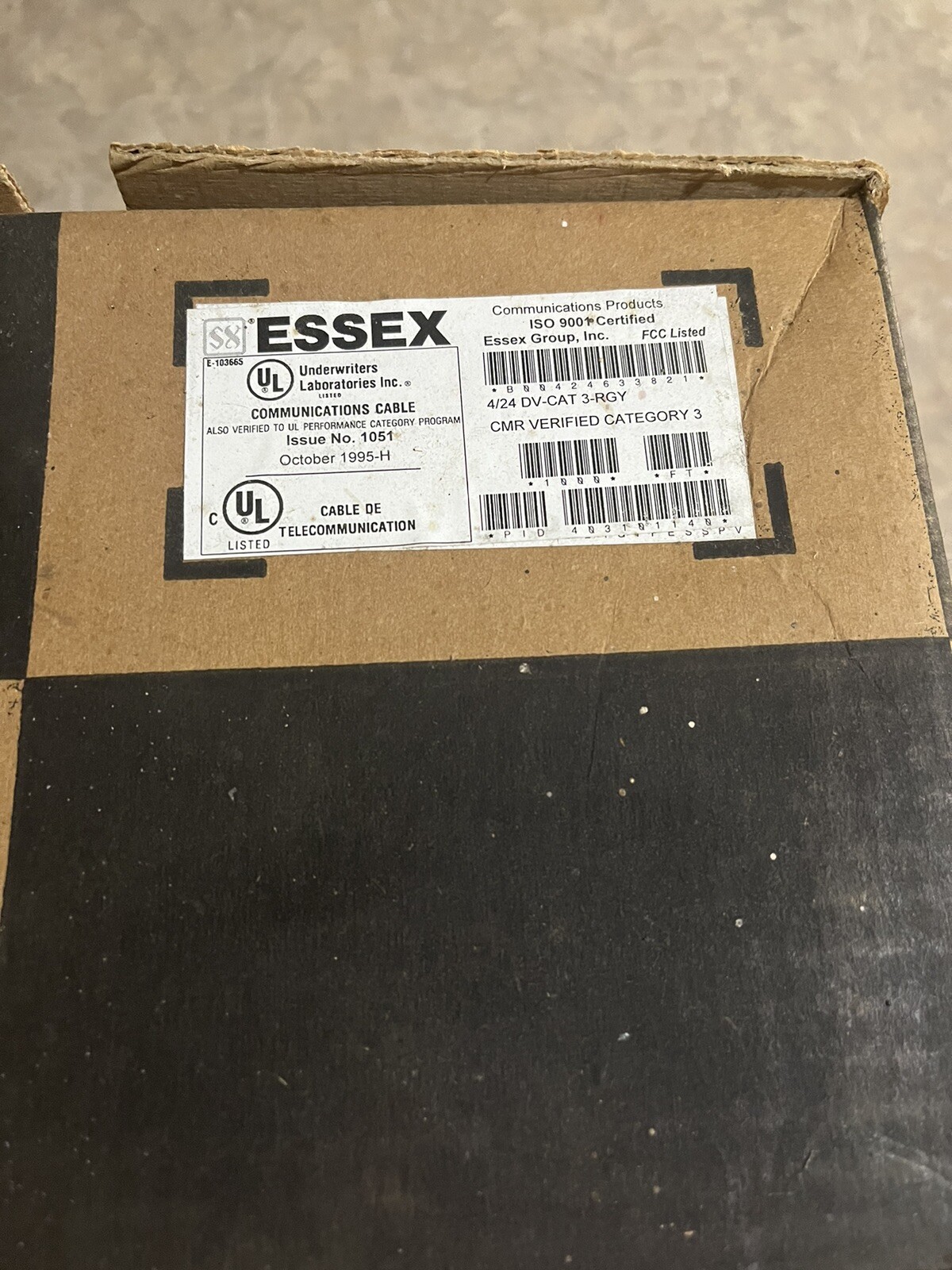 1000’ Superior Essex 18-241-33 4 Pair 24 AWG UTP Cat 3 CMR Telephone Wire Cable