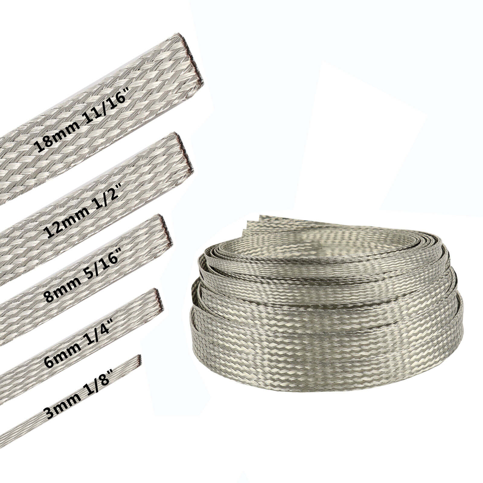 EMI RFI ESD Shielding Wire Sheathing Cable Sleeve Metal Mesh 5’&20′ Length Lot