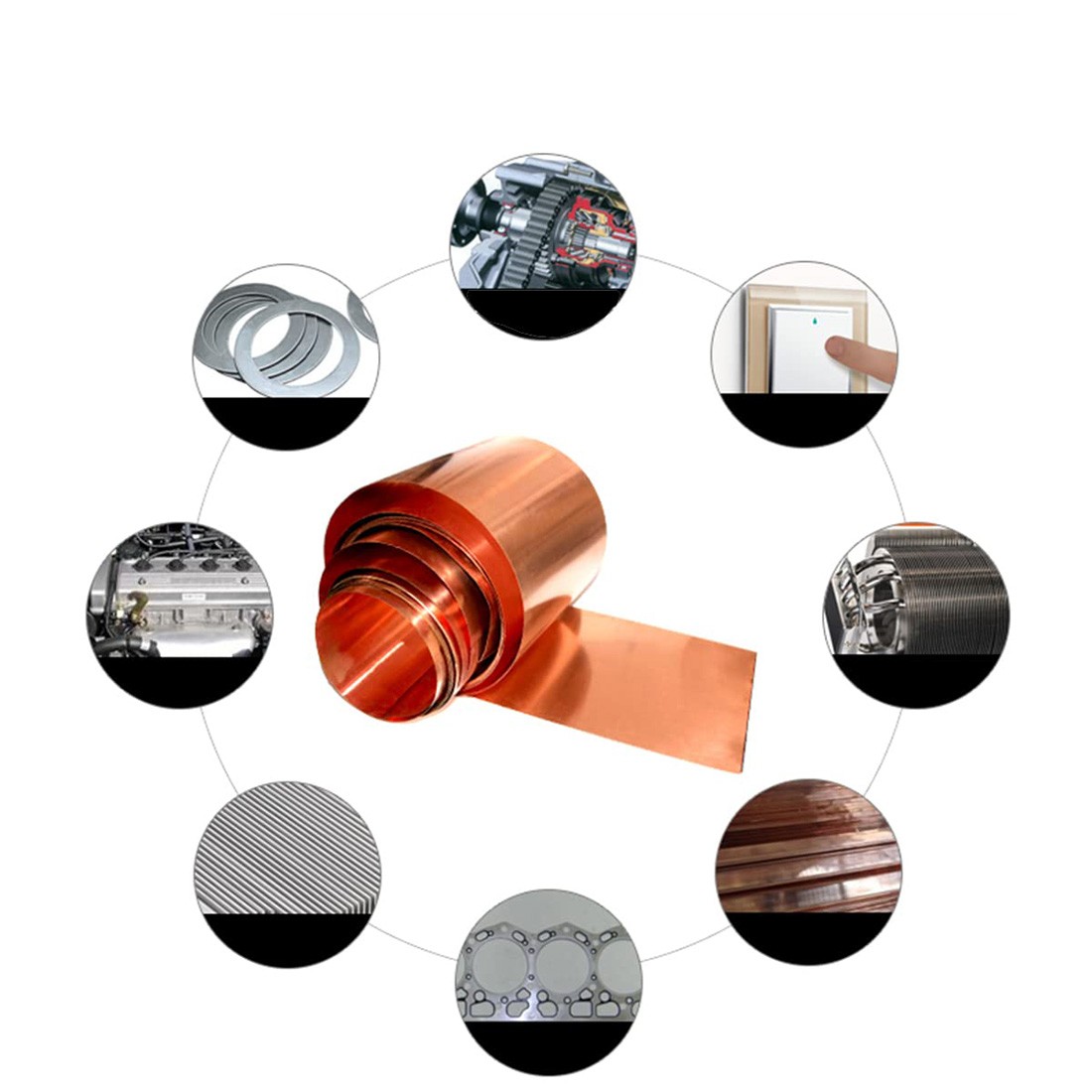 99.9% Flexible Pure Cu Metal Foil Plate Strip 0.01~1mm Thick Copper Sheet Roll