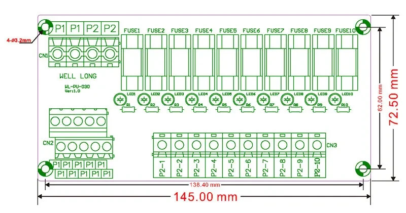 Fuse Module,DIN Rail Mount 10 Position Fuse Power Distribution Module.