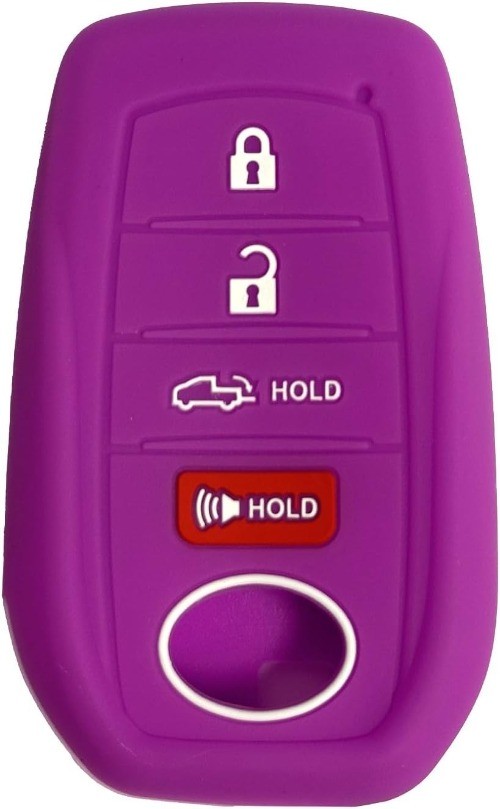 Silicone Key Fob Cover with 4 Buttons, Compatible with 2019-2024 Color: Purple
