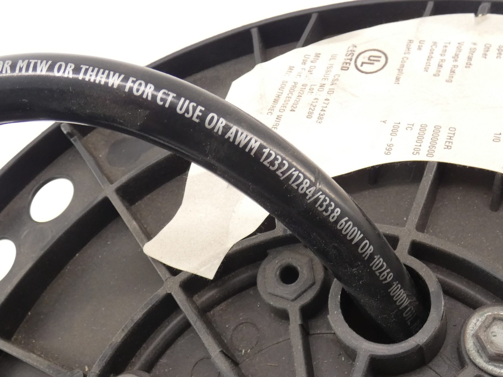 SouthWire Allied Wire Cable Spool 1284-1/0-1064T-0 Black PVC 600V – NEW Surplus!