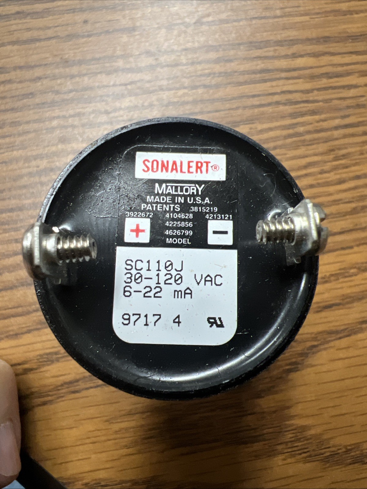MALLORY SONALERT SC110J Transducer, Piezo, Alarm, Slow Pulse, 30 V, 120 V, 19 mA