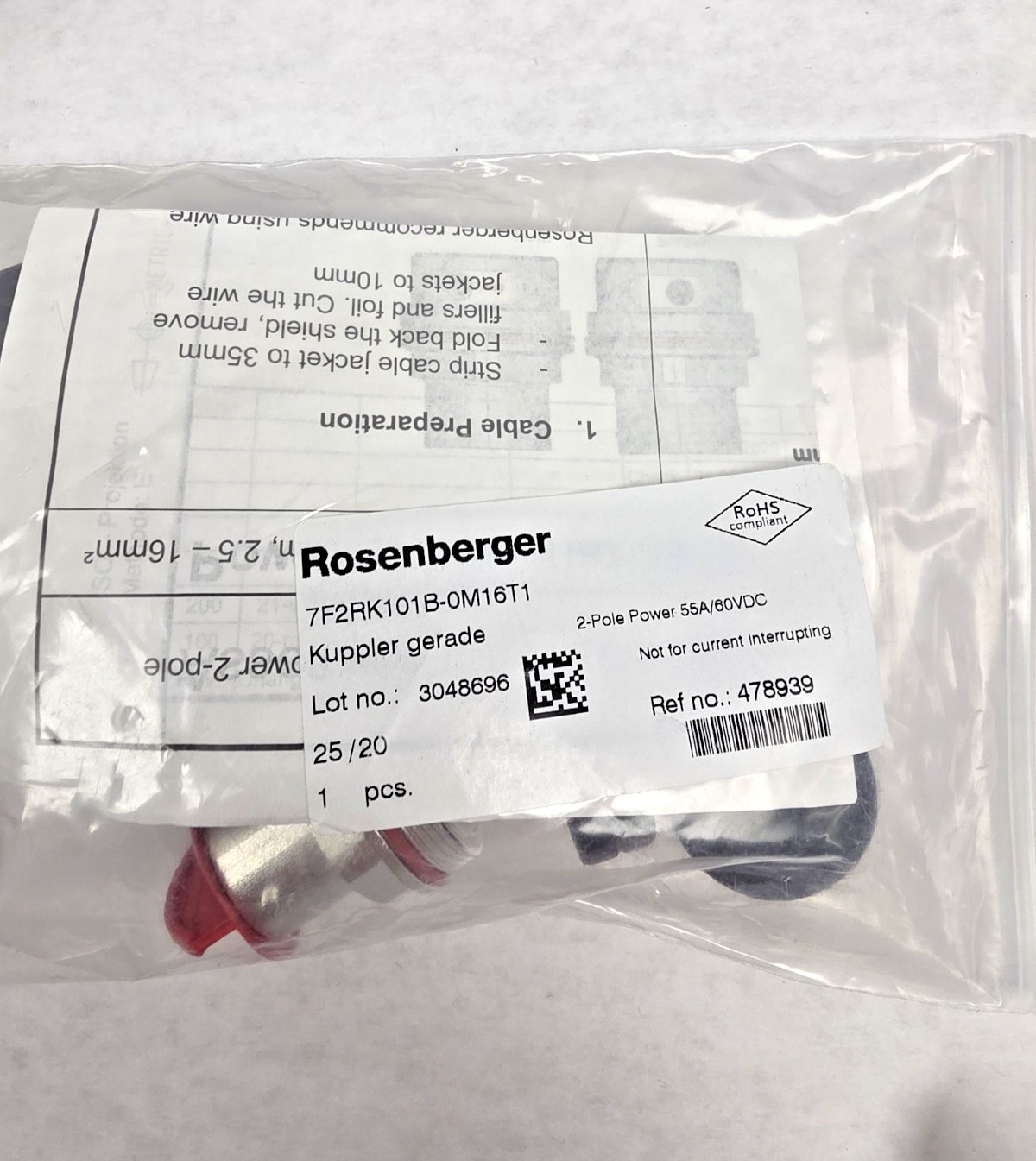 Rosenberger L99-PDH606-VZ-KIT2 Y-Splicer Power Cable Assembly Kit New OEM